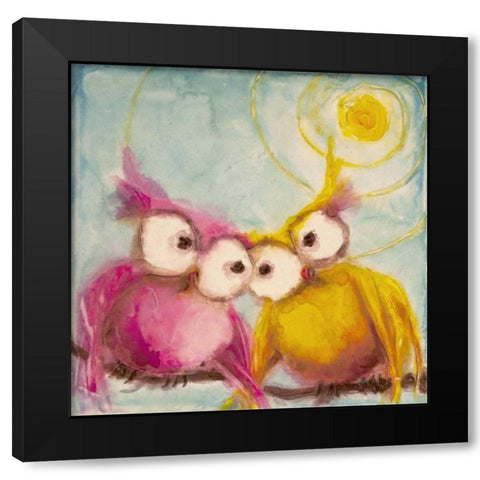 Hoo Loves You Black Modern Wood Framed Art Print with Double Matting by Quin, Marabeth
