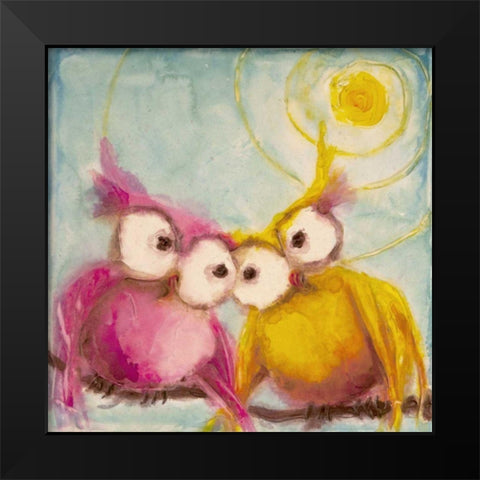 Hoo Loves You Black Modern Wood Framed Art Print by Quin, Marabeth