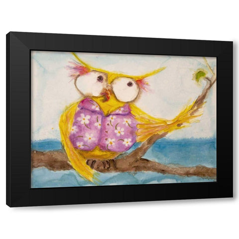 Mr. Hoo in Paradise Black Modern Wood Framed Art Print with Double Matting by Quin, Marabeth