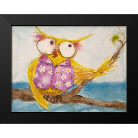 Mr. Hoo in Paradise Black Modern Wood Framed Art Print by Quin, Marabeth