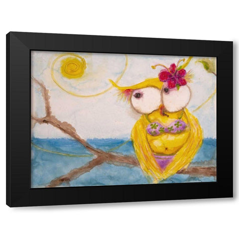 Ms. Hoo in Paradise Black Modern Wood Framed Art Print by Quin, Marabeth