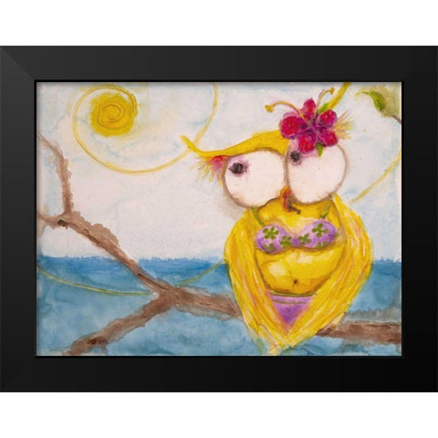Ms. Hoo in Paradise Black Modern Wood Framed Art Print by Quin, Marabeth
