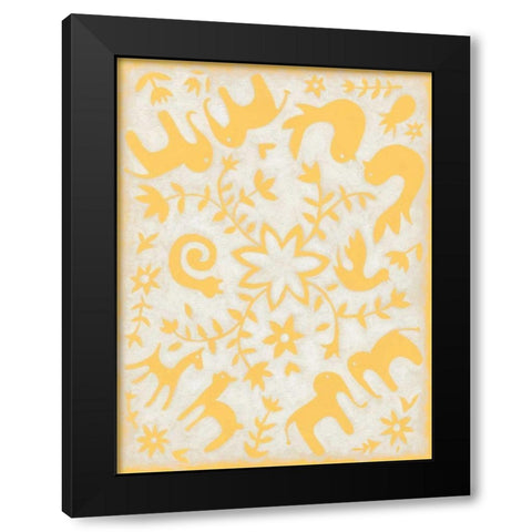 Spring Otomi I Black Modern Wood Framed Art Print with Double Matting by Zarris, Chariklia