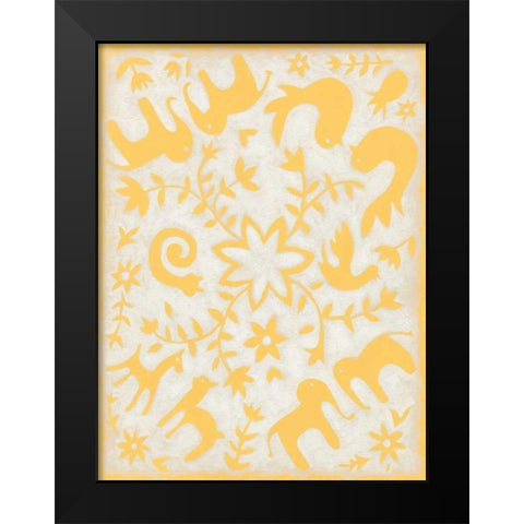 Spring Otomi I Black Modern Wood Framed Art Print by Zarris, Chariklia