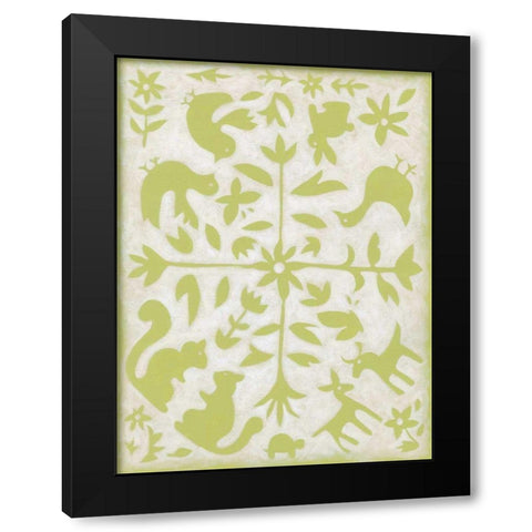 Spring Otomi II Black Modern Wood Framed Art Print with Double Matting by Zarris, Chariklia