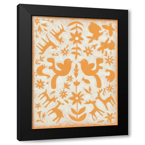 Spring Otomi IV Black Modern Wood Framed Art Print by Zarris, Chariklia