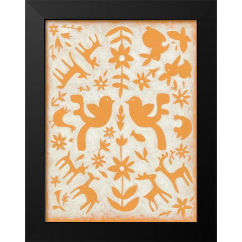 Spring Otomi IV Black Modern Wood Framed Art Print by Zarris, Chariklia