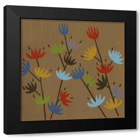 Retro Blossoms I Black Modern Wood Framed Art Print with Double Matting by Zarris, Chariklia