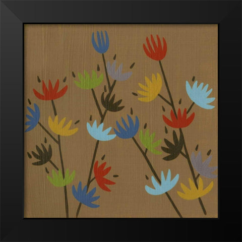 Retro Blossoms I Black Modern Wood Framed Art Print by Zarris, Chariklia