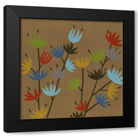 Retro Blossoms II Black Modern Wood Framed Art Print with Double Matting by Zarris, Chariklia