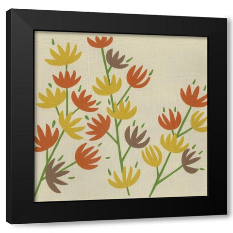 Retro Blossoms III Black Modern Wood Framed Art Print by Zarris, Chariklia