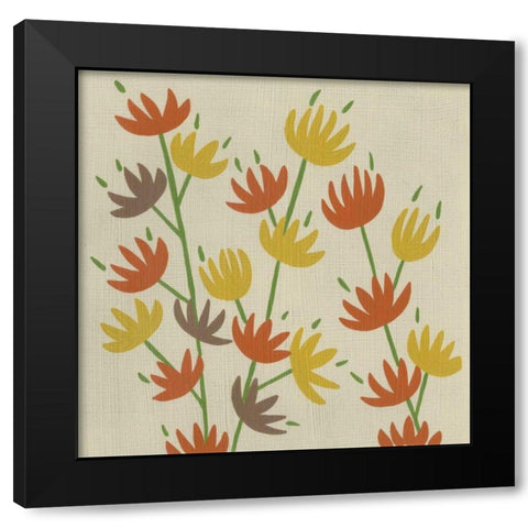 Retro Blossoms IV Black Modern Wood Framed Art Print by Zarris, Chariklia