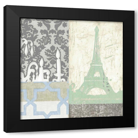 Paris Tapestry II Black Modern Wood Framed Art Print with Double Matting by Vision Studio