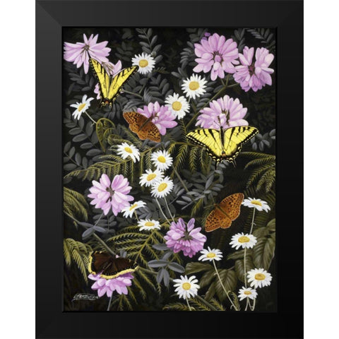 Tapestry of Butterflies Black Modern Wood Framed Art Print by Szatkowski, Fred
