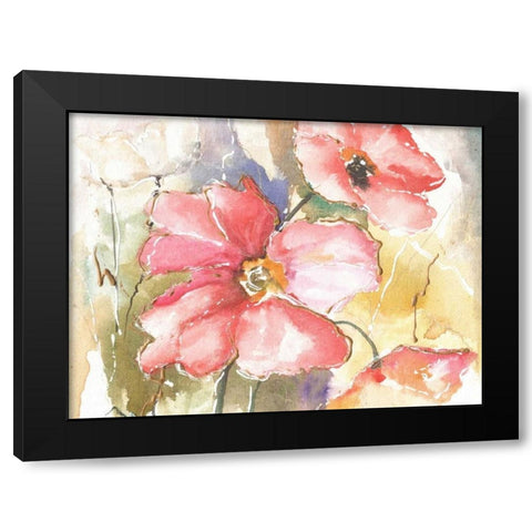 Soft Poppies I Black Modern Wood Framed Art Print with Double Matting by Herrera, Leticia