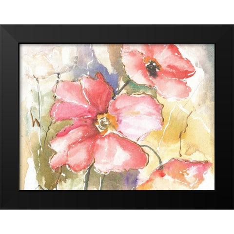 Soft Poppies I Black Modern Wood Framed Art Print by Herrera, Leticia