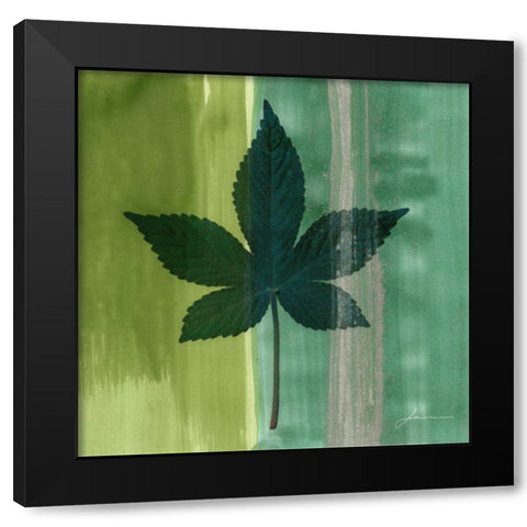 Silver Leaf Tile IV Black Modern Wood Framed Art Print with Double Matting by Burghardt, James