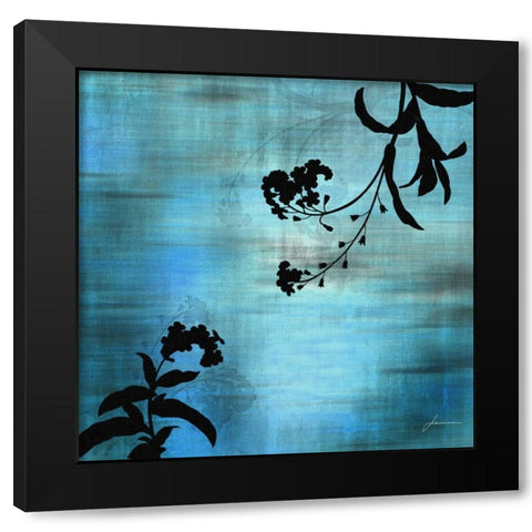 Aqua Floral I Black Modern Wood Framed Art Print by Burghardt, James