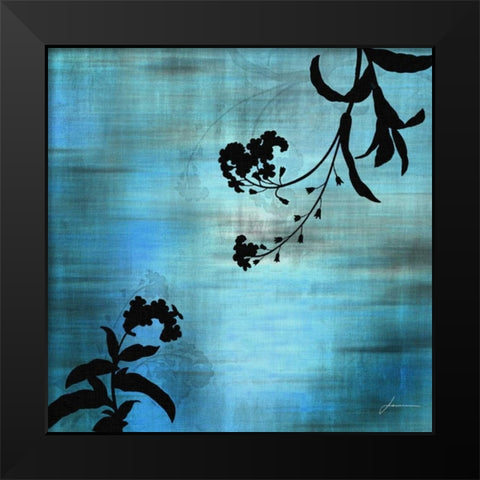 Aqua Floral I Black Modern Wood Framed Art Print by Burghardt, James