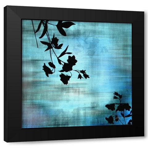 Aqua Floral II Black Modern Wood Framed Art Print by Burghardt, James