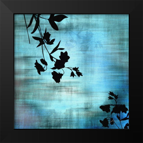 Aqua Floral II Black Modern Wood Framed Art Print by Burghardt, James