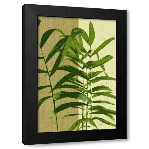 Painted Contrast Leaves II Black Modern Wood Framed Art Print with Double Matting by Burghardt, James