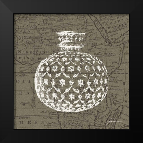 Map Bottles I Black Modern Wood Framed Art Print by Burghardt, James