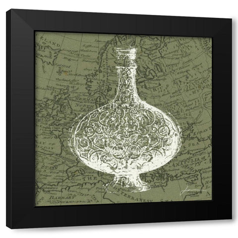 Map Bottles IV Black Modern Wood Framed Art Print with Double Matting by Burghardt, James
