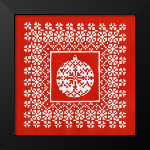 Fair Isle Snowflake IV Black Modern Wood Framed Art Print by Zarris, Chariklia