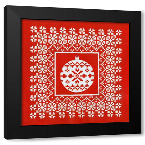 Fair Isle Snowflake V Black Modern Wood Framed Art Print by Zarris, Chariklia