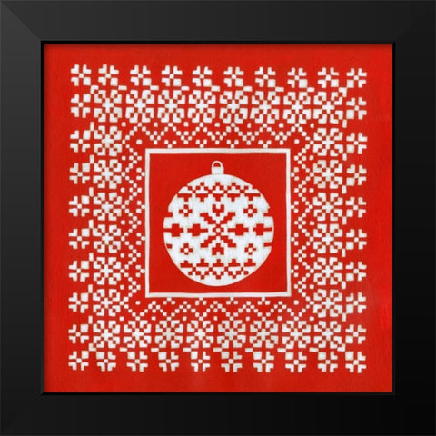 Fair Isle Snowflake V Black Modern Wood Framed Art Print by Zarris, Chariklia