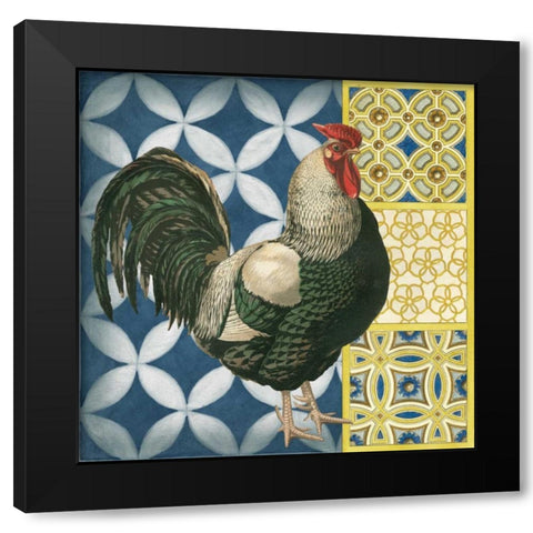 Classic Rooster I Black Modern Wood Framed Art Print with Double Matting by Vision Studio