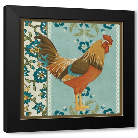 Cottage Rooster IV Black Modern Wood Framed Art Print by Vess, June Erica