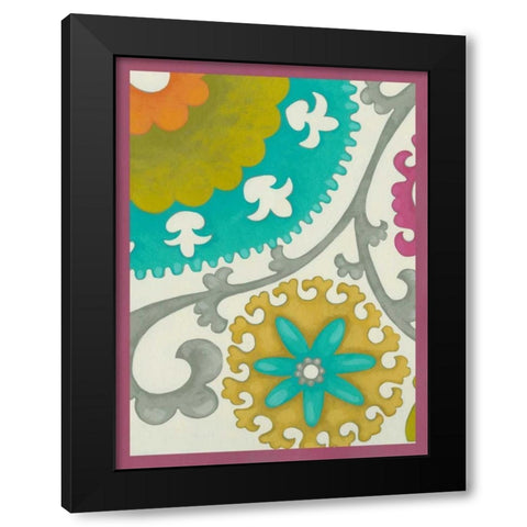 Celebration Suzani V Black Modern Wood Framed Art Print with Double Matting by Zarris, Chariklia