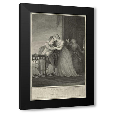 Romeo and Juliet Black Modern Wood Framed Art Print with Double Matting by Unknown