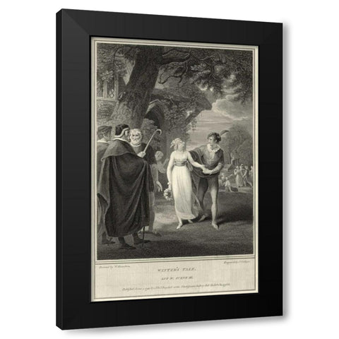 Winters Tale Black Modern Wood Framed Art Print with Double Matting by Unknown