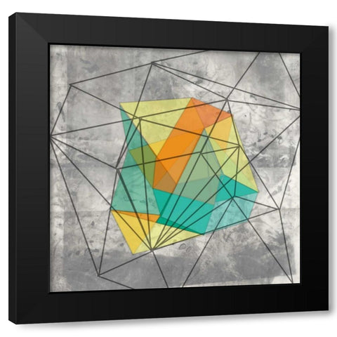 Geomolecule I Black Modern Wood Framed Art Print with Double Matting by Goldberger, Jennifer
