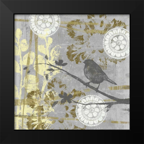 Serene Bird and Branch I Black Modern Wood Framed Art Print by Goldberger, Jennifer