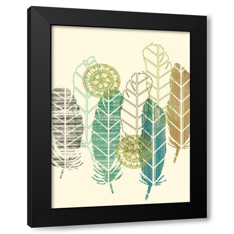 Feathers in a Row I Black Modern Wood Framed Art Print by Goldberger, Jennifer