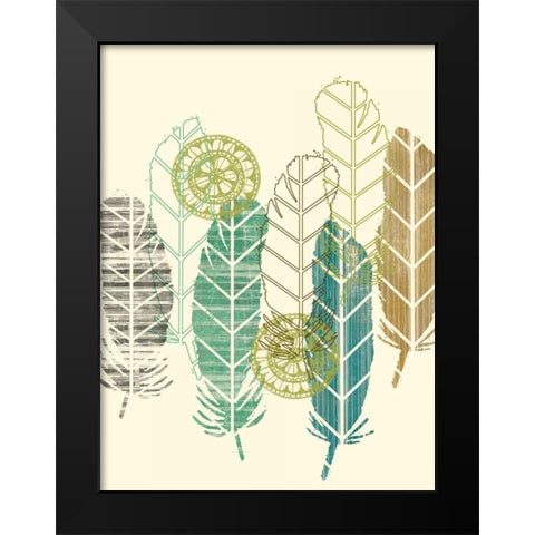 Feathers in a Row I Black Modern Wood Framed Art Print by Goldberger, Jennifer