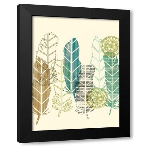 Feathers in a Row II Black Modern Wood Framed Art Print with Double Matting by Goldberger, Jennifer