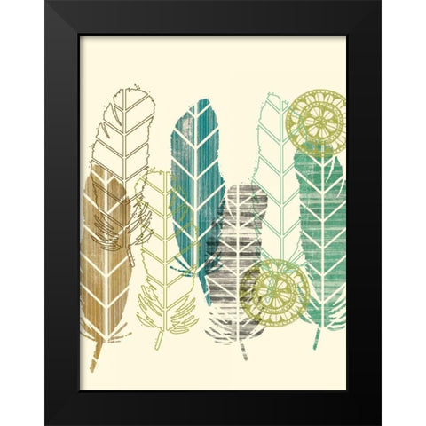 Feathers in a Row II Black Modern Wood Framed Art Print by Goldberger, Jennifer