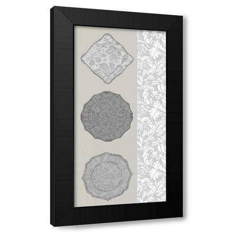 Linear Tableware II Black Modern Wood Framed Art Print with Double Matting by Vess, June Erica
