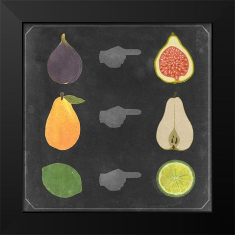 Blackboard Fruit I Black Modern Wood Framed Art Print by Vision Studio