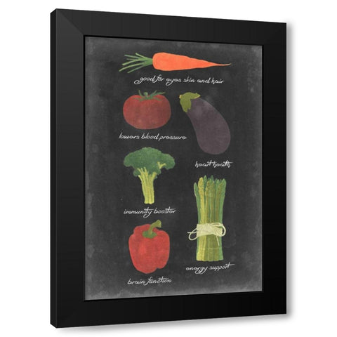 Blackboard Veggies I Black Modern Wood Framed Art Print by Vision Studio