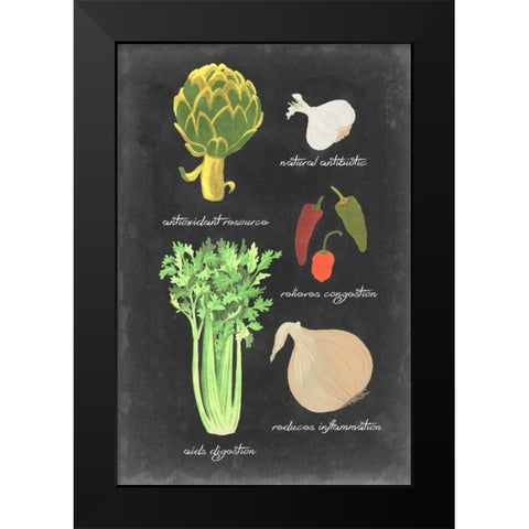 Blackboard Veggies II Black Modern Wood Framed Art Print by Vision Studio