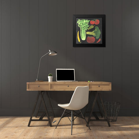 Blackboard Veggies III Black Modern Wood Framed Art Print by Vision Studio