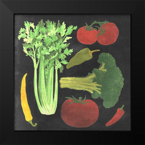 Blackboard Veggies III Black Modern Wood Framed Art Print by Vision Studio