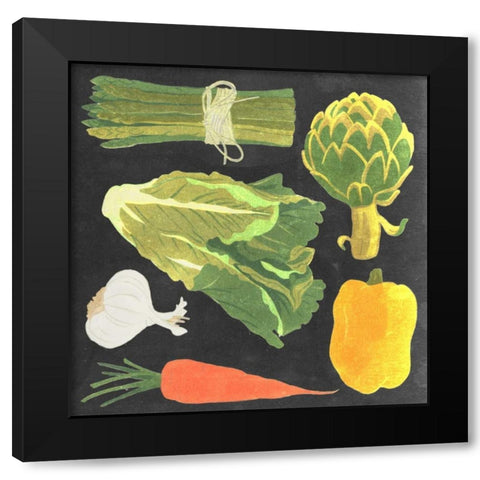 Blackboard Veggies IV Black Modern Wood Framed Art Print with Double Matting by Vision Studio