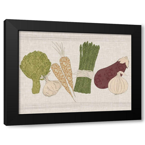 Contour Fruits and Veggies II Black Modern Wood Framed Art Print by Vision Studio